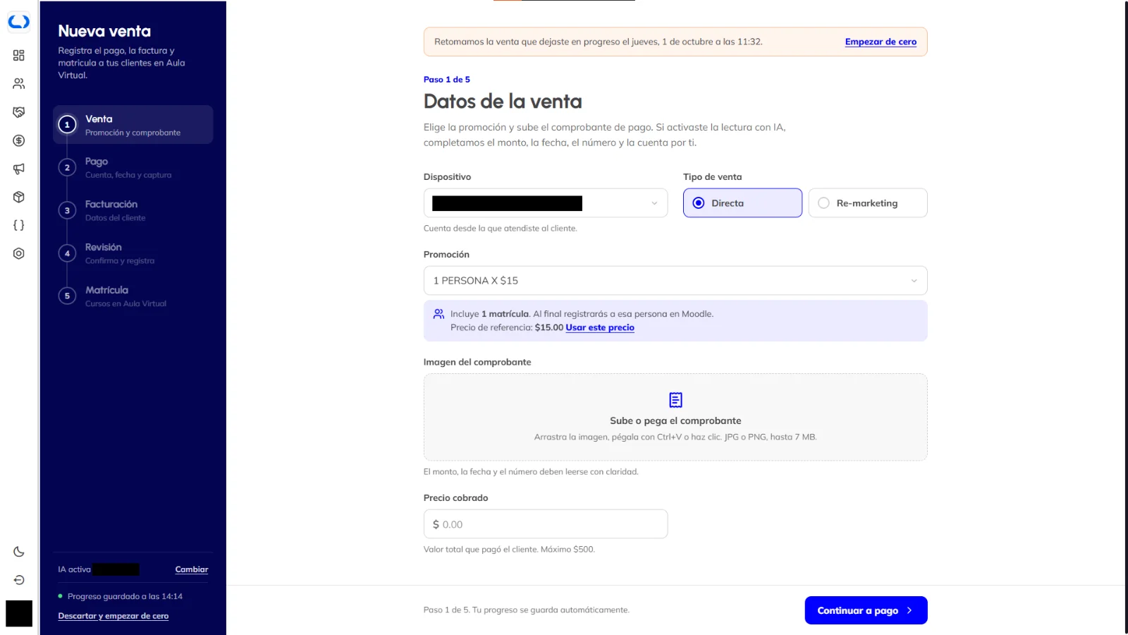 Ventas, matrículas y facturación en un solo lugar