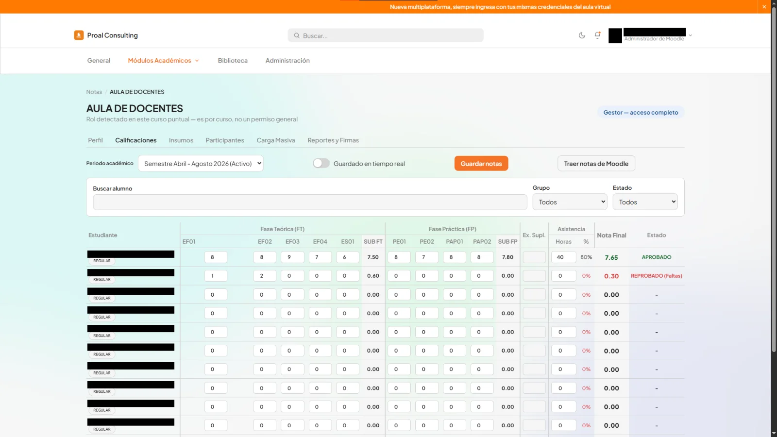Plataforma de formación sobre Moodle